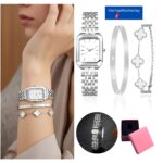Set 3 Piezas para Mujer Reloj Cuarzo Pulsera y Pulsera de Trébol