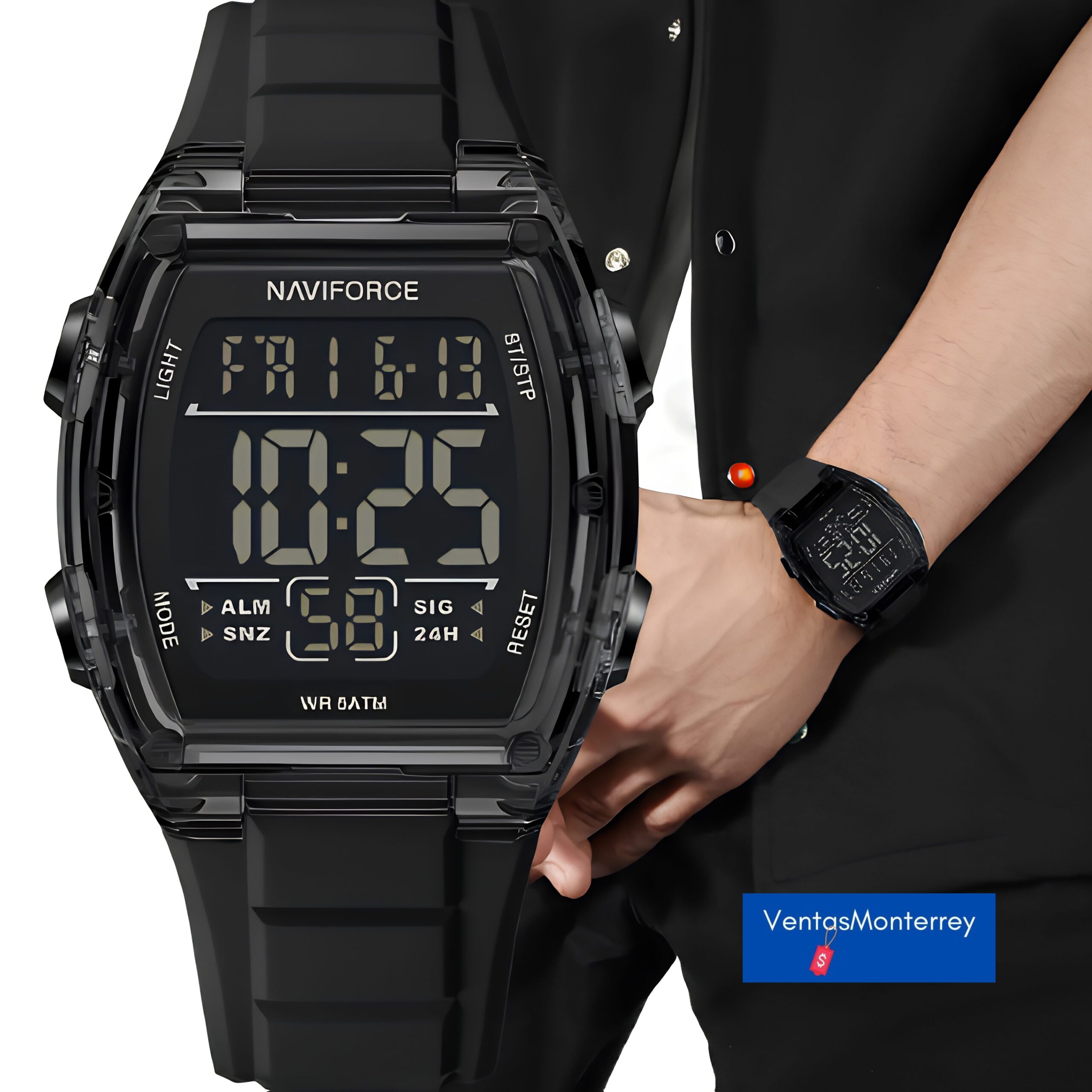 nf6106-negro Reloj Naviforce Digital para Hombre Silicona 50M Cronógrafo Negro y Negro Plata - Imagen 1