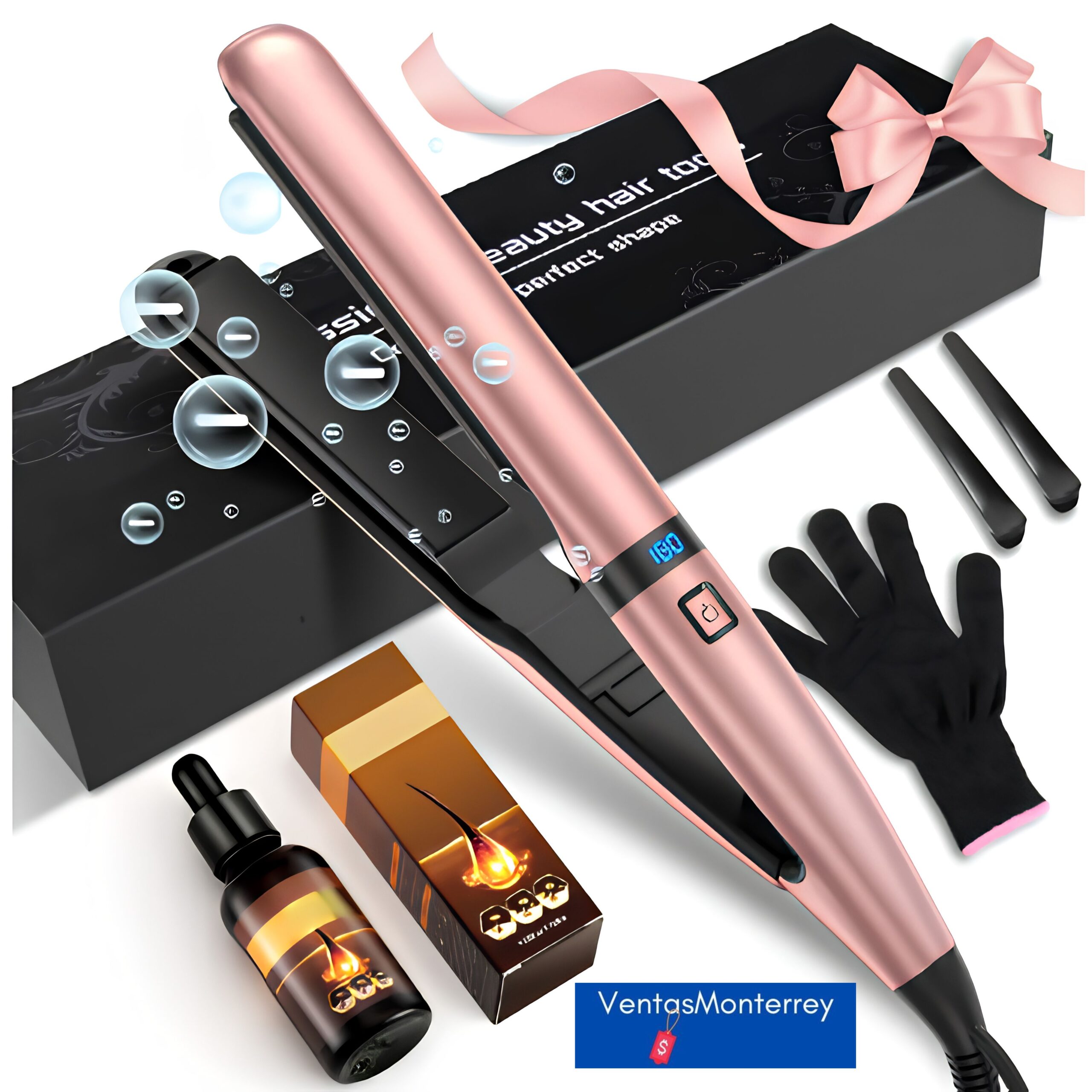 plancha1 Plancha De Cabello 2 En 1 Cerámica Alaciadora Y Rizadora 160-230°C Rosa - Imagen 1