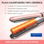Plancha De Cabello 2 En 1 Cerámica Alaciadora Y Rizadora 160-230°C Rosa - Imagen 6